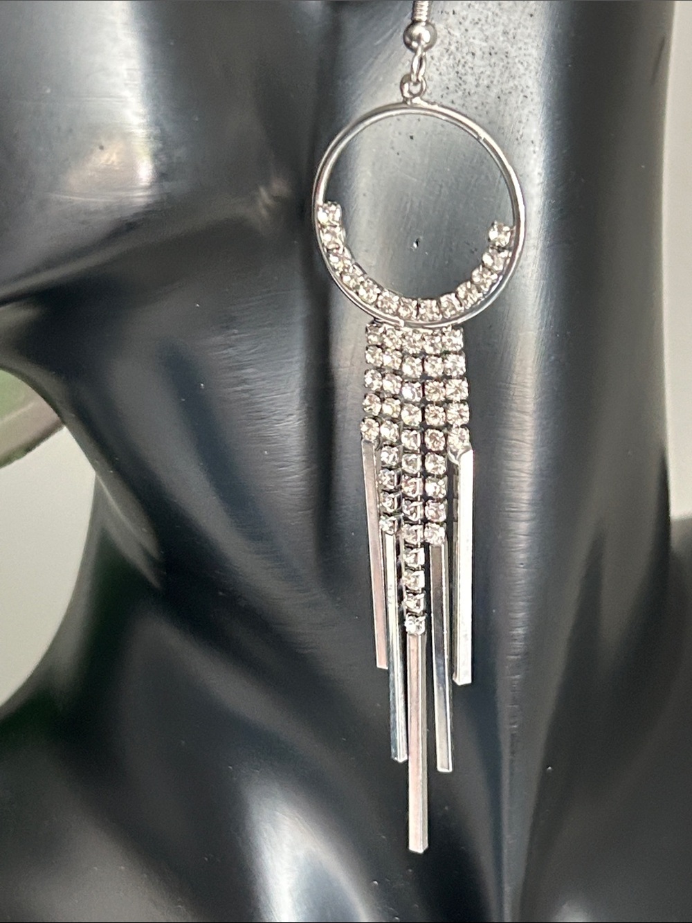 Dramatic Rhinestone Fringe Statement Earring — SINGLE - Picture 3 of 7
